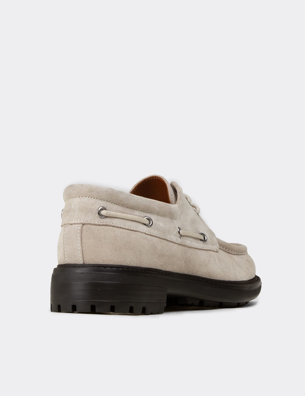 Men's Gray Leather Nautical Footwear - 02016MGRIC01