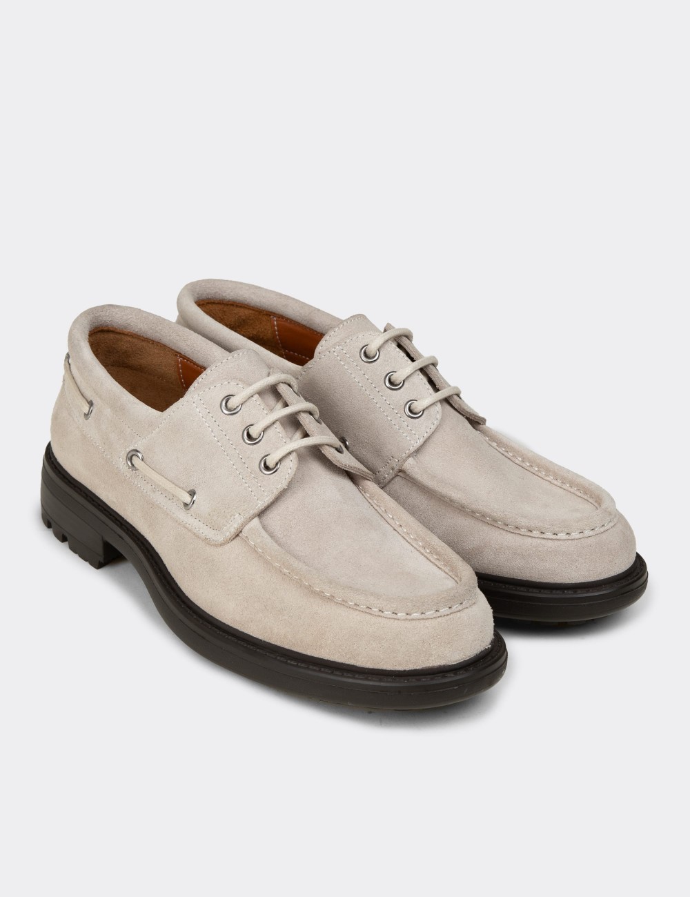 Men's Gray Leather Nautical Footwear - 02016MGRIC01