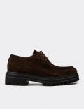 Women's Brown Suede Leather Lace-Up Footwear