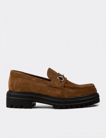 Women's Tan Suede Leather Moccasins