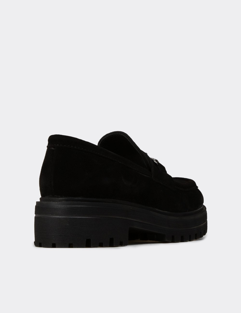 Women's Black Suede Leather Moccasins - 02024ZSYHE01