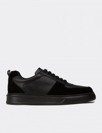 Men's Black Leather Sneakers