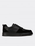 Men's Black Leather Sneakers
