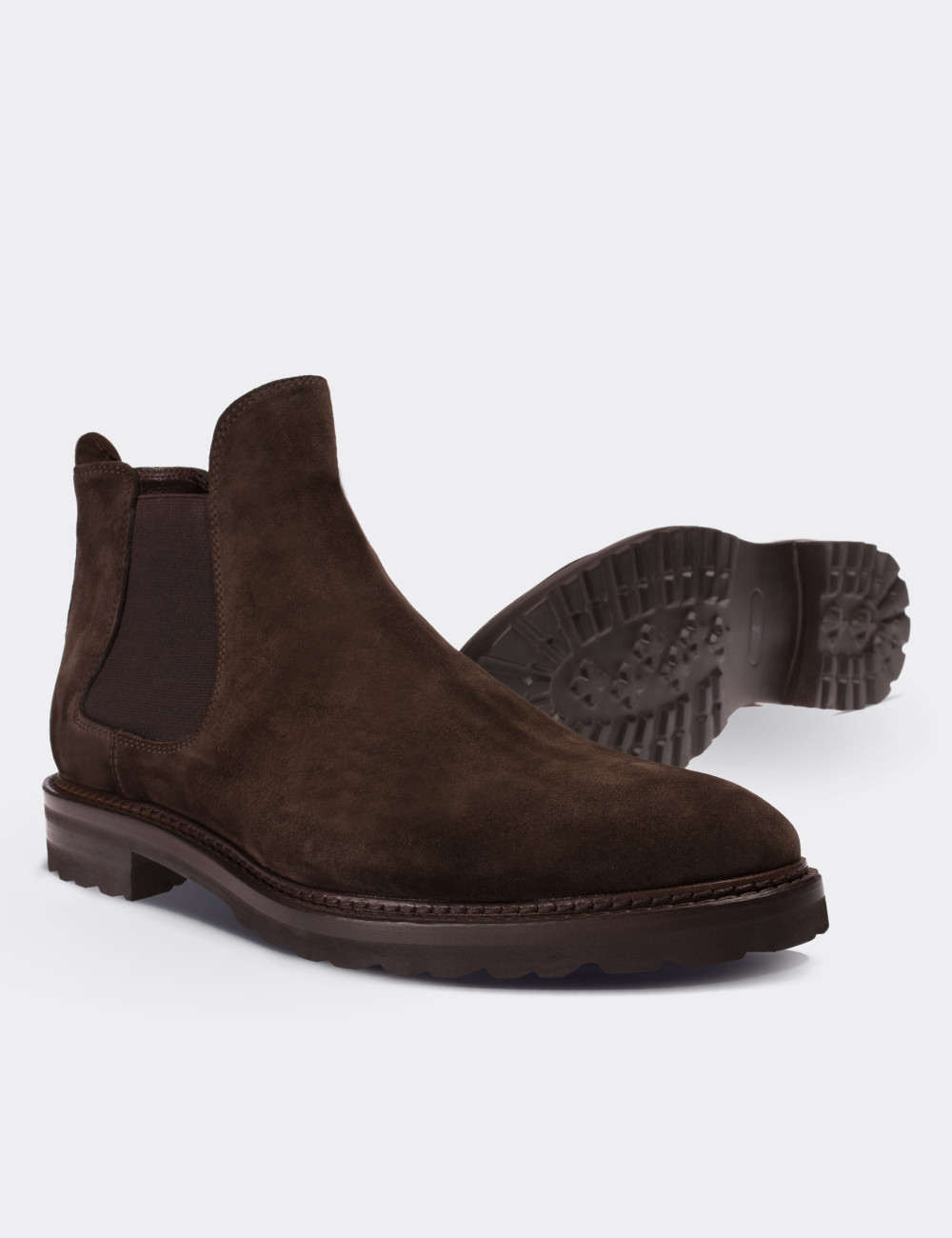 Brown Suede Calfskin Chelsea Boots - Deery