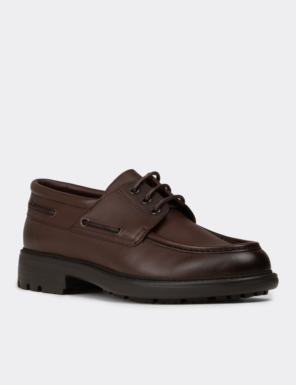 Men's Brown Leather Nautical Footwear - 02016MKHVC01
