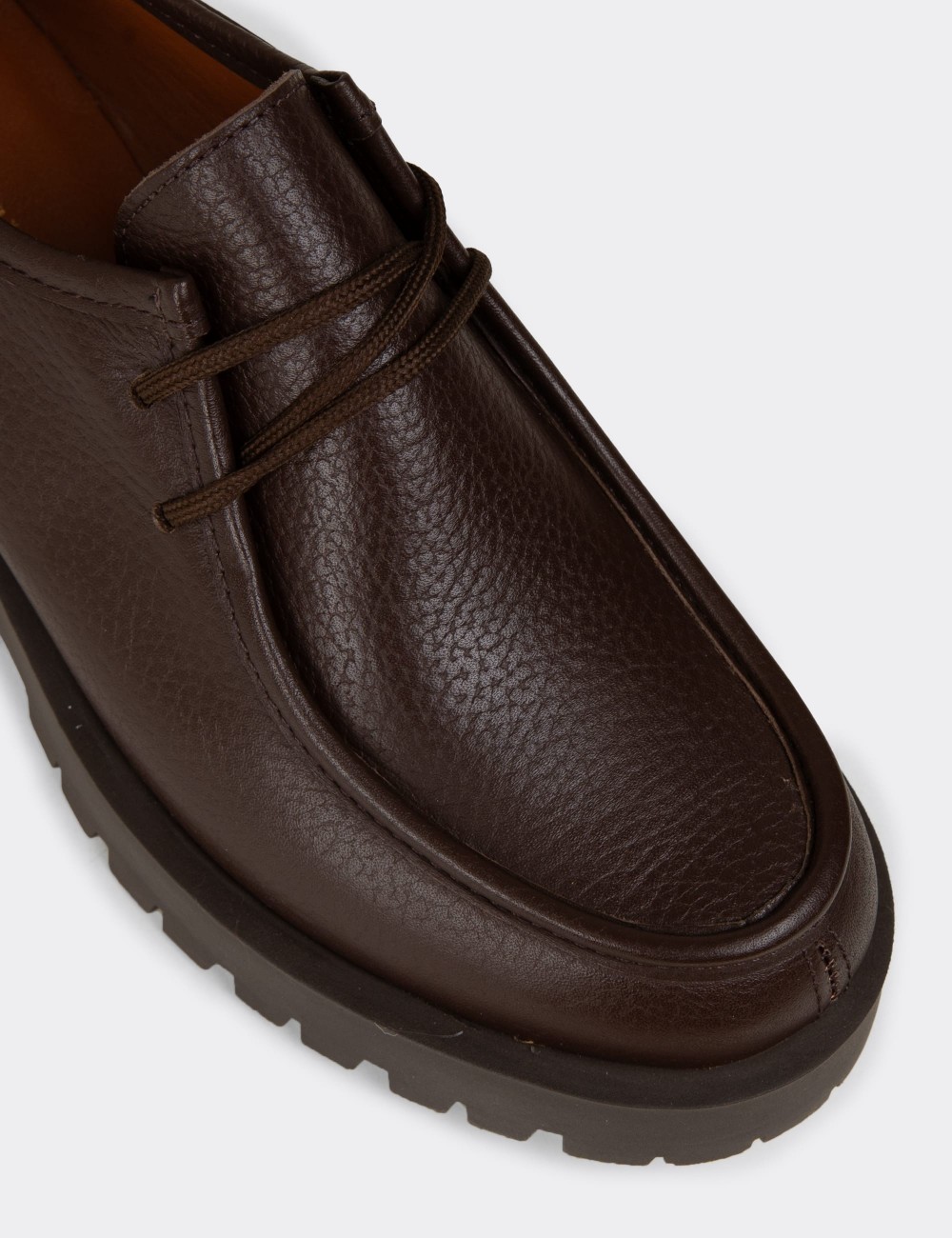 Women's Brown Leather Lace-up Shoes - OS001ZKHVC01