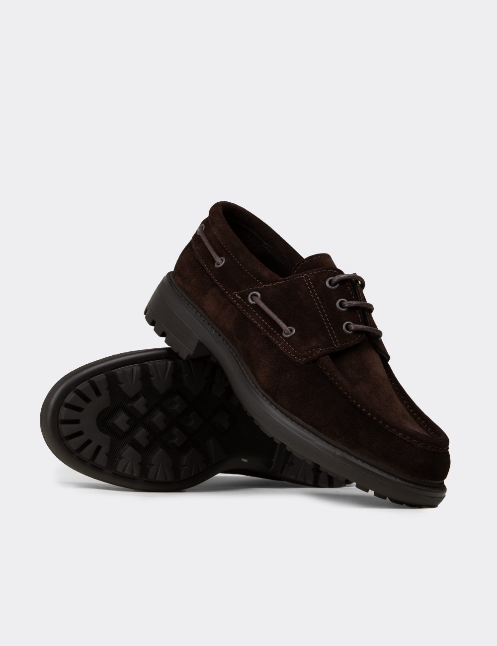 Men's Brown Suede Leather Nautical Footwear - 02016MKHVC02