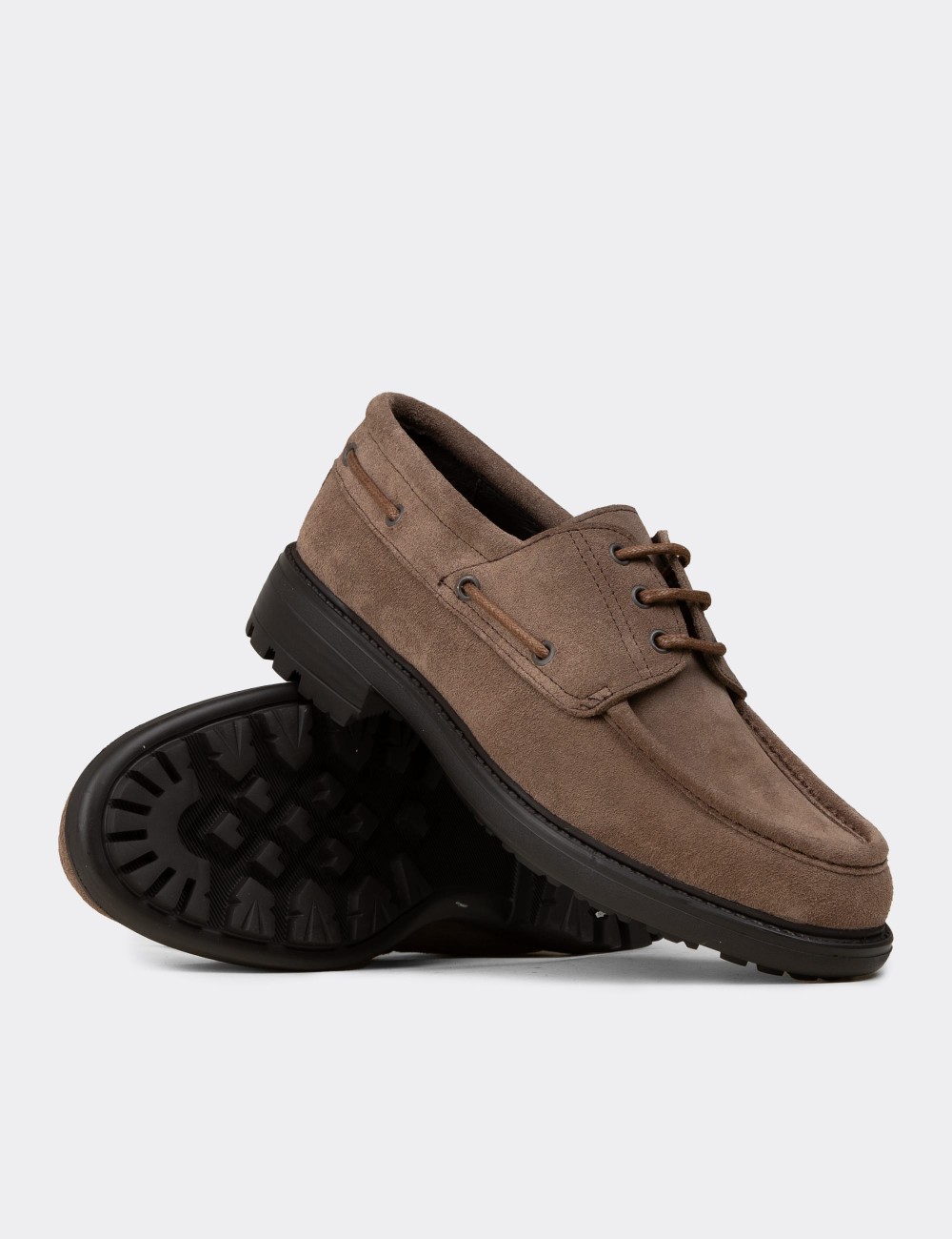 Men's Sandstone Suede Leather Nautical Footwear - 02016MVZNC01