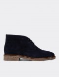 Women's Navy Suede Leather Desert Boots