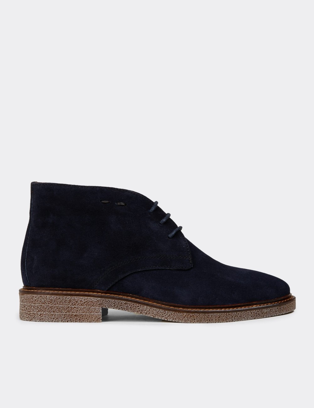 Women's Navy Suede Leather Desert Boots - 01967ZLCVC03