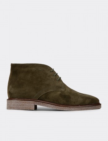 Women's Green Suede Leather Desert Boots
