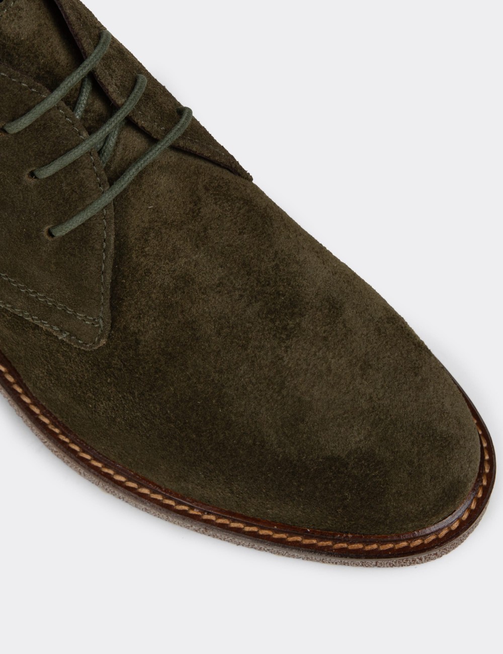 Women's Green Suede Leather Desert Boots - 01967ZYSLC01