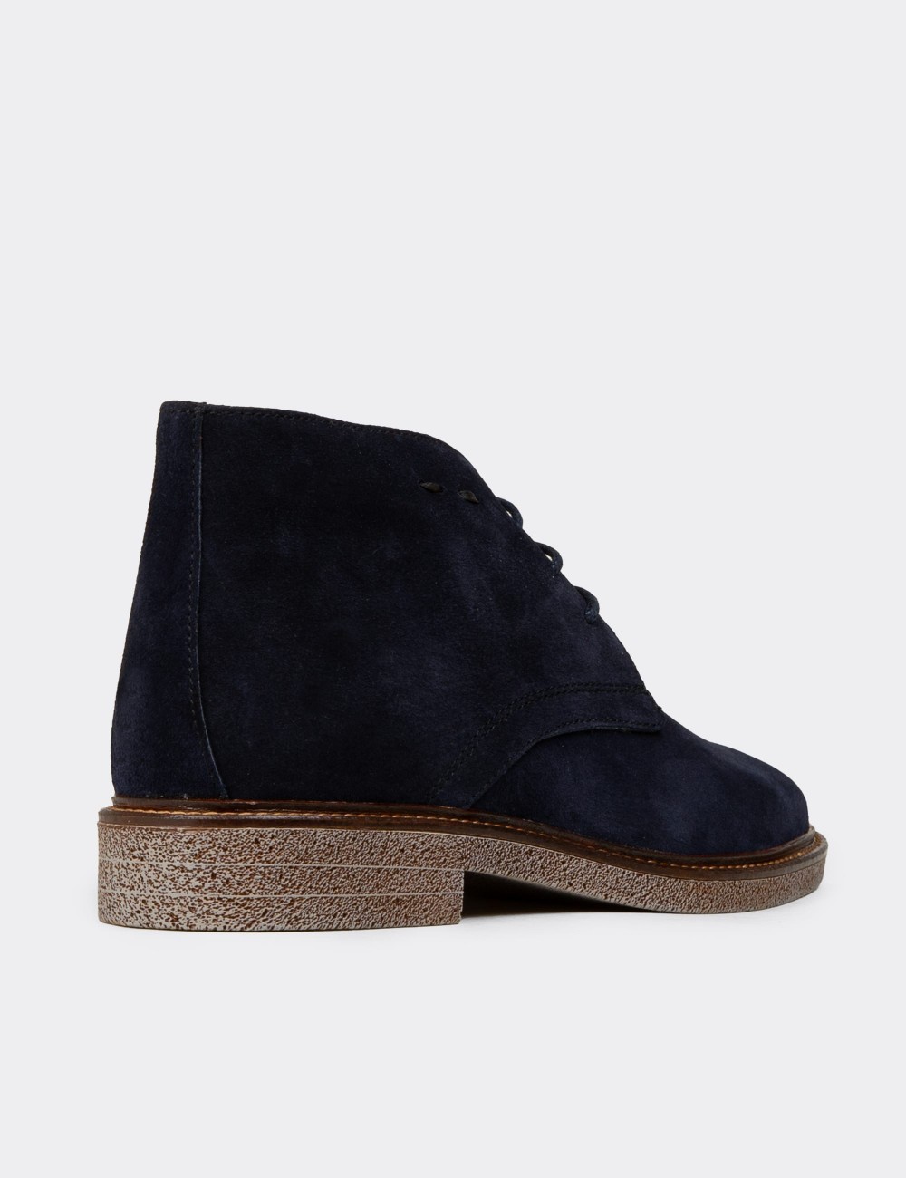 Women's Navy Suede Leather Desert Boots - 01967ZLCVC03