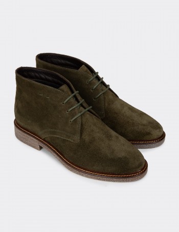 Women's Green Suede Leather Desert Boots