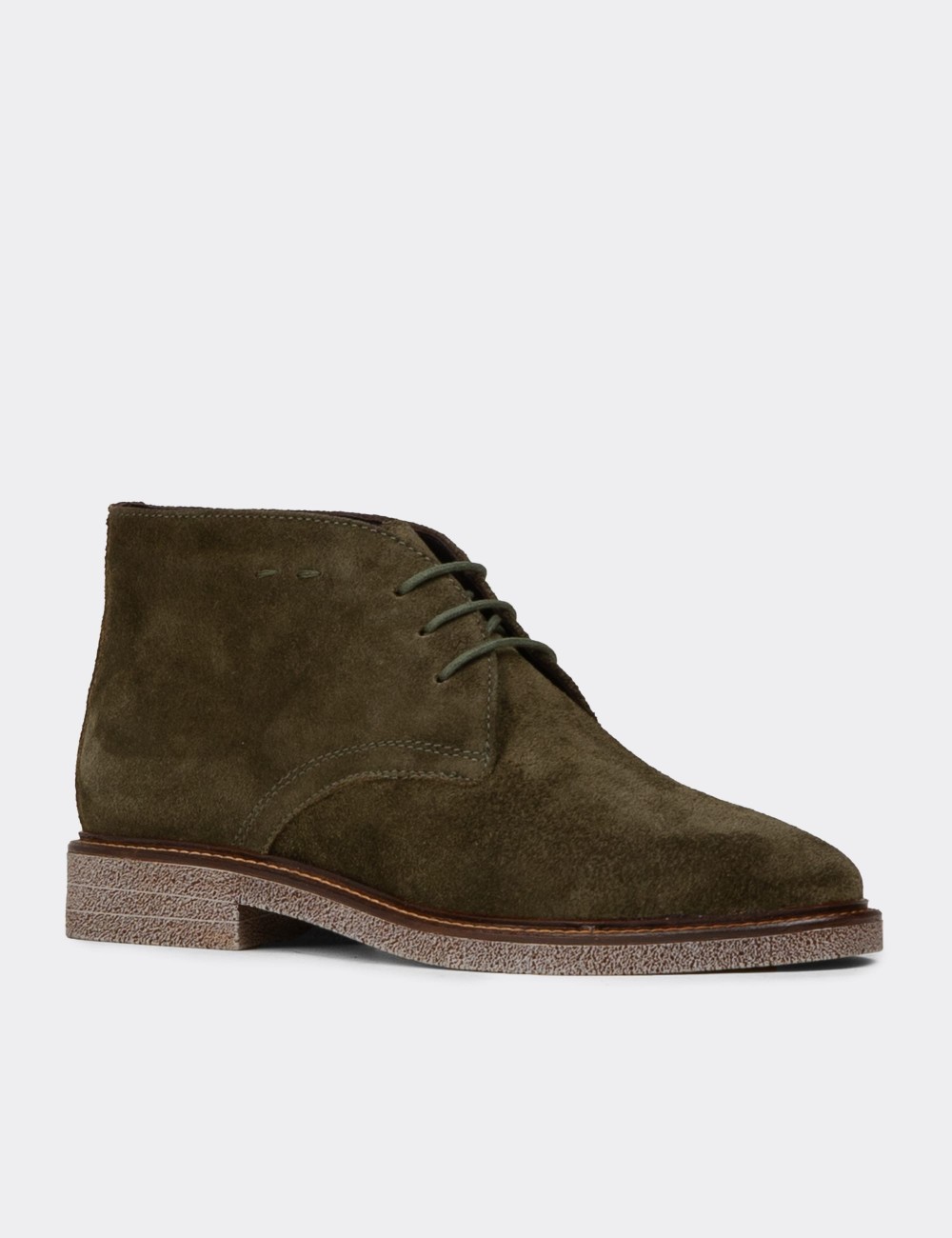 Women's Green Suede Leather Desert Boots - 01967ZYSLC01