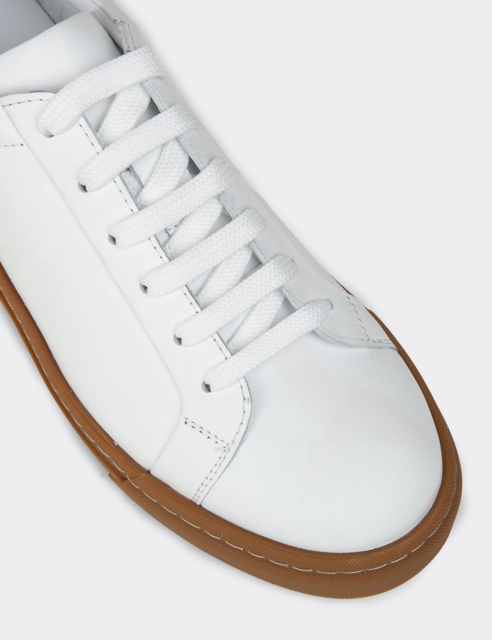 Men's White Leather Sneakers - 02018MBYZC03