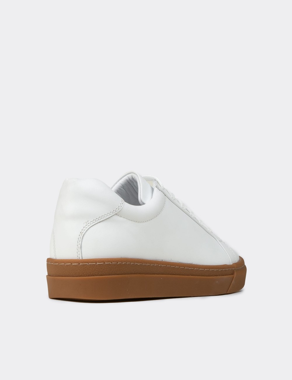 Men's White Leather Sneakers - 02018MBYZC03