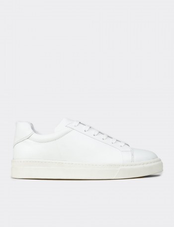 Men's White Leather Sneakers