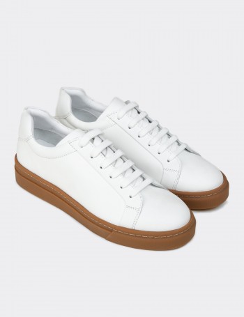 Men's White Leather Sneakers
