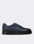 Men's Blue Leather Sneakers