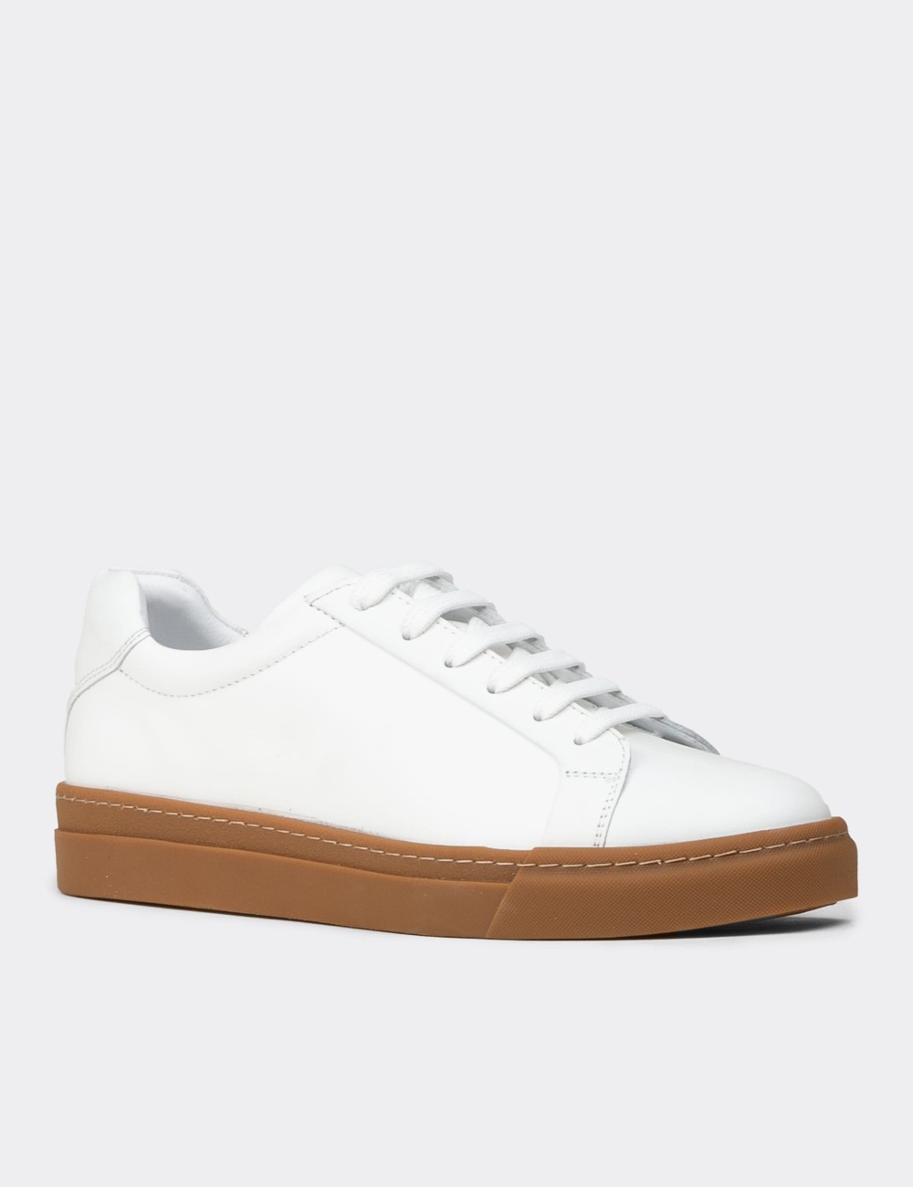 Men's White Leather Sneakers - 02018MBYZC03