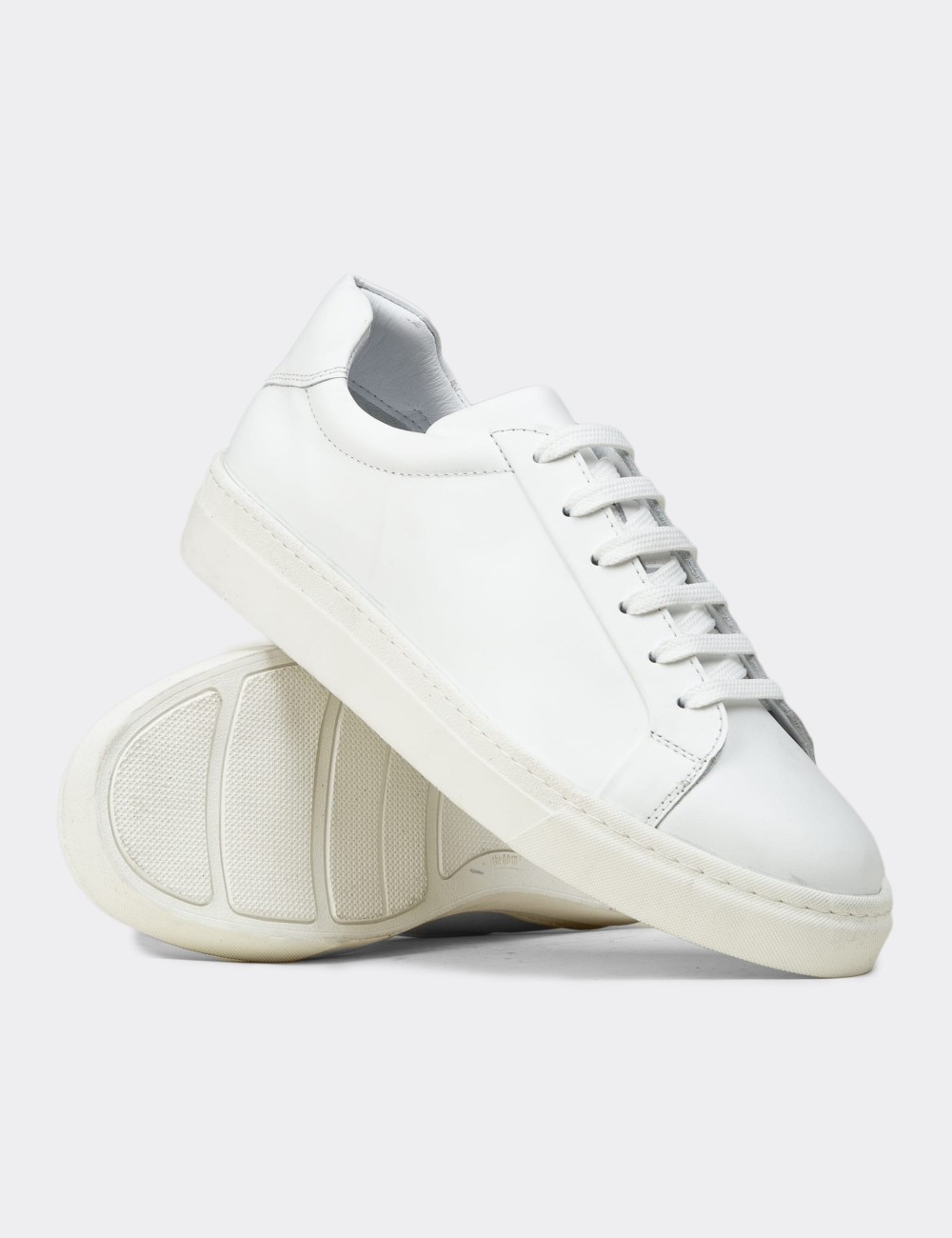 Men's White Leather Sneakers - 02018MBYZC01