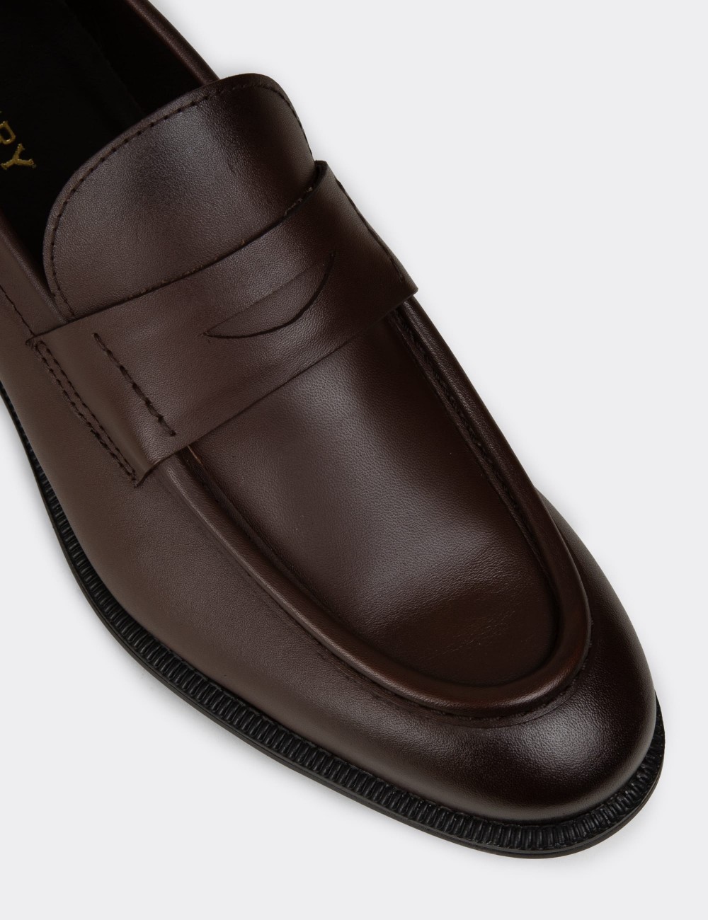 Men's Brown Leather Dress Loafers - 02025MKHVC01