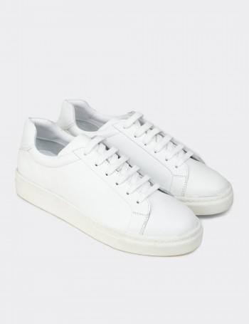 Men's White Leather Sneakers