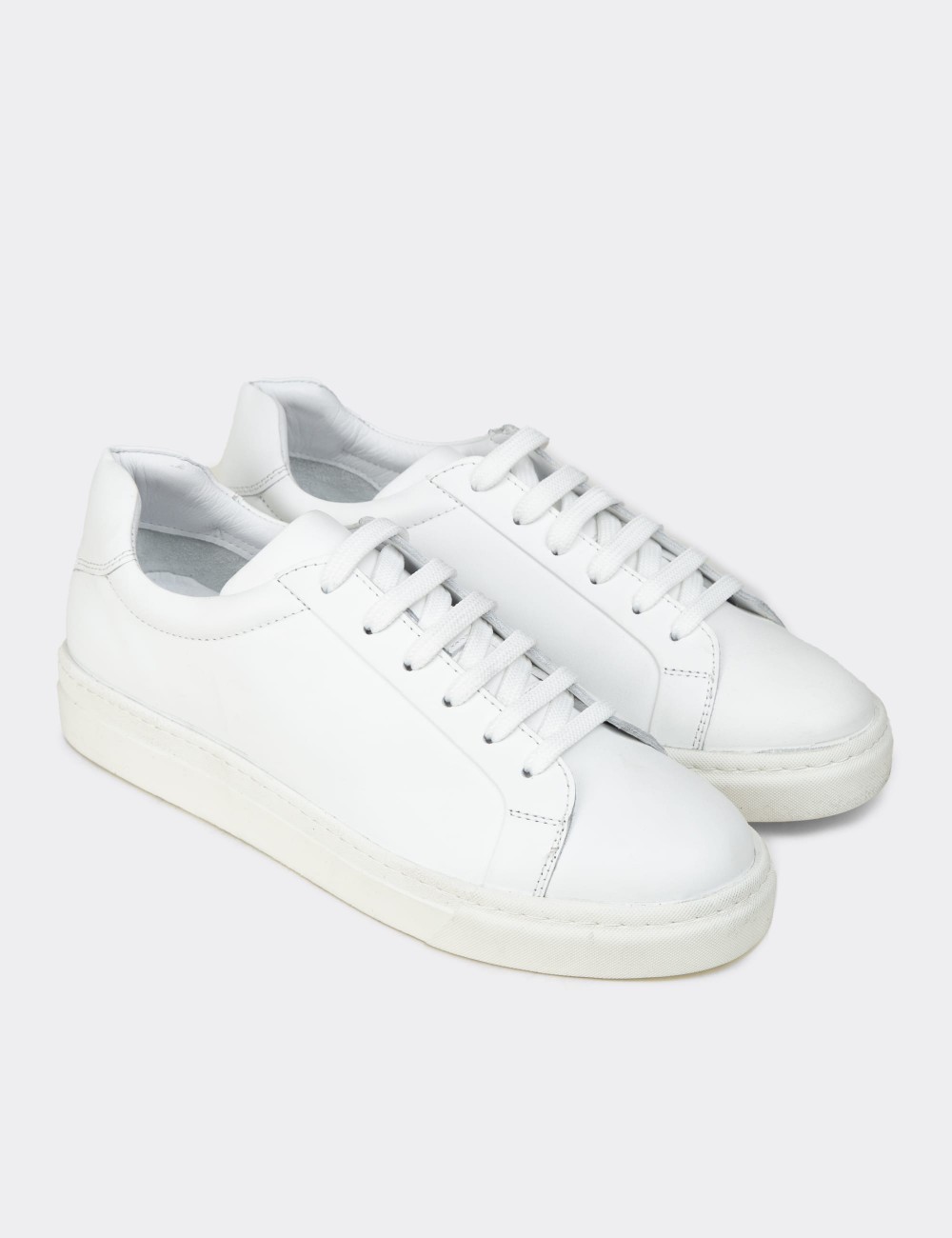 Men's White Leather Sneakers - 02018MBYZC01
