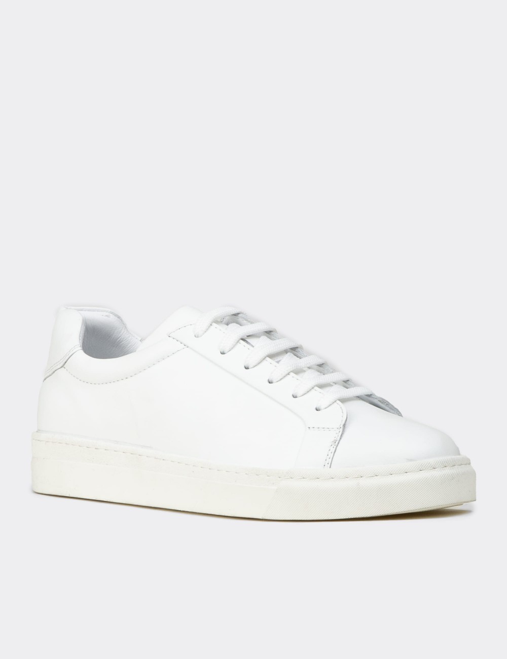 Men's White Leather Sneakers - 02018MBYZC01