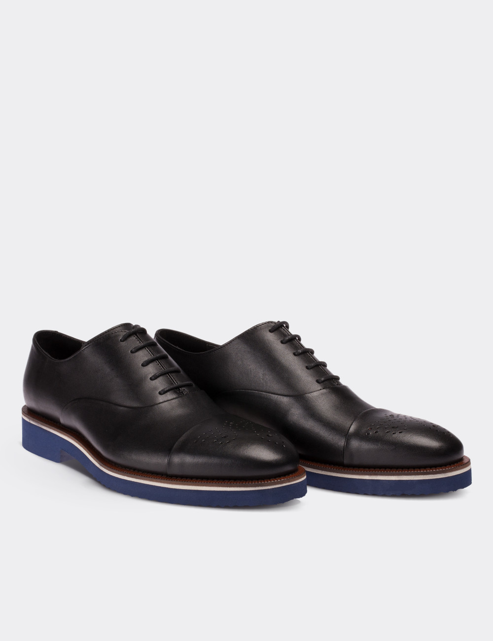 Black  Leather Lace-up Shoes - 01653MSYHE02