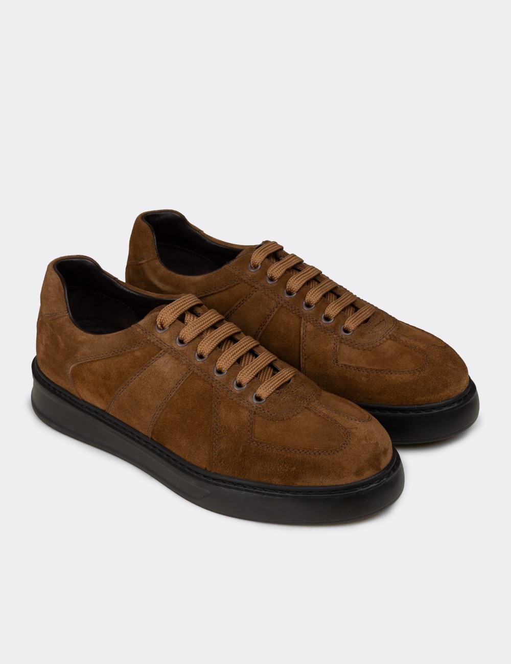 Men's Tan Suede Sneakers - 02017MTBAP01