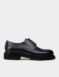 Men's Navy Leather Lace-Up Footwear