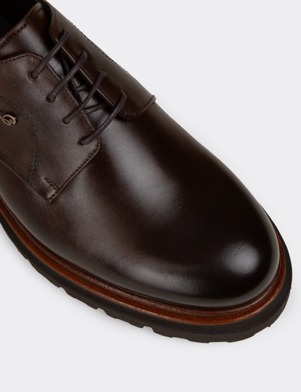 Men's Brown Leather Lace-up Shoes - F6527MKHVP01