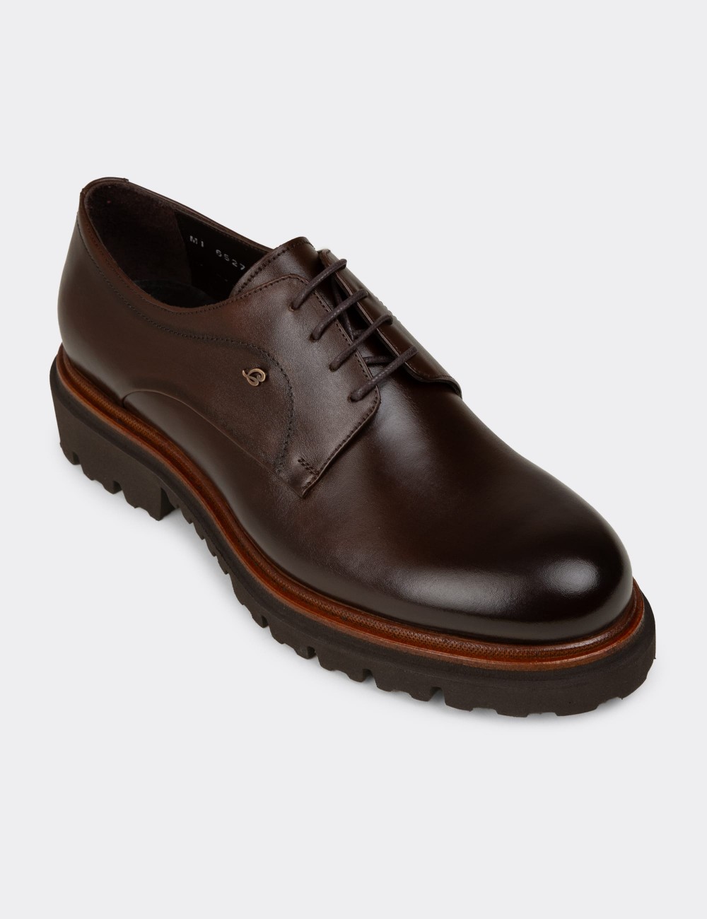 Men's Brown Leather Lace-up Shoes - F6527MKHVP01