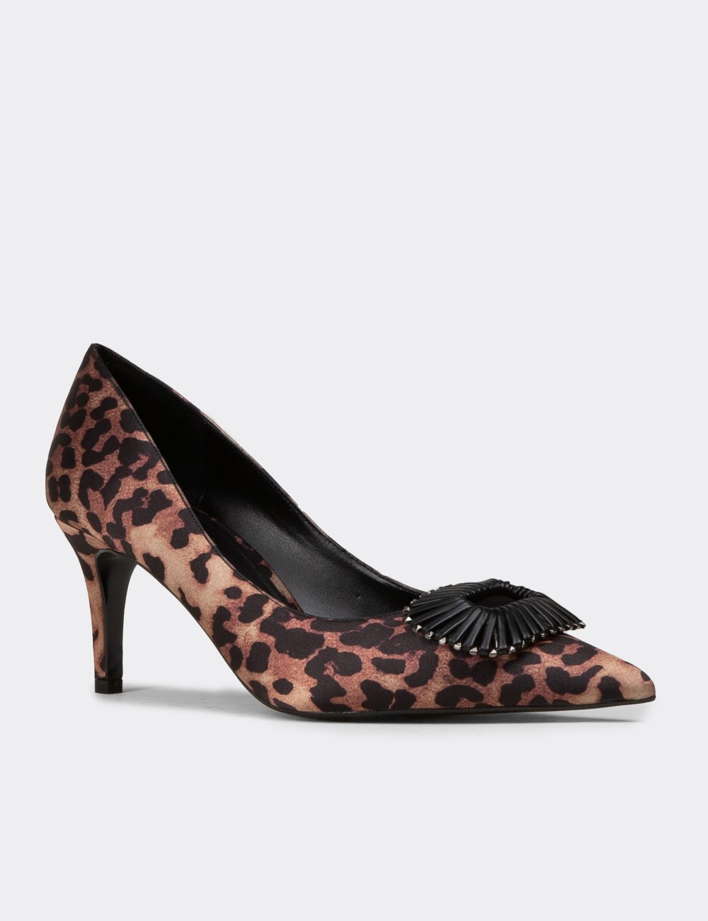 Women's Brown Leopard Print Heels - V3091ZLPRM01