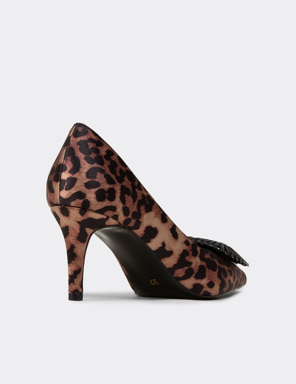 Women's Brown Leopard Print Heels - V3091ZLPRM01