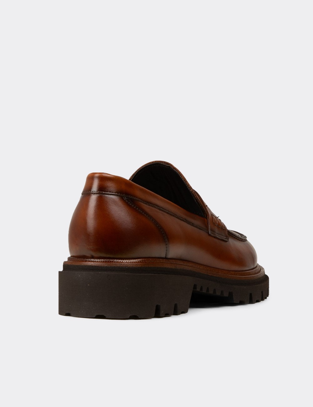 Men's Tan Leather Slip-On Shoes - F6528MTBAP01