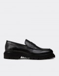 Men's Black Leather Loafers