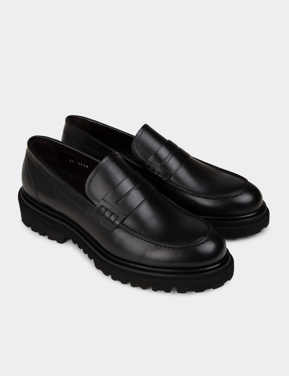 Men's Black Leather Loafers - F6528MSYHP01