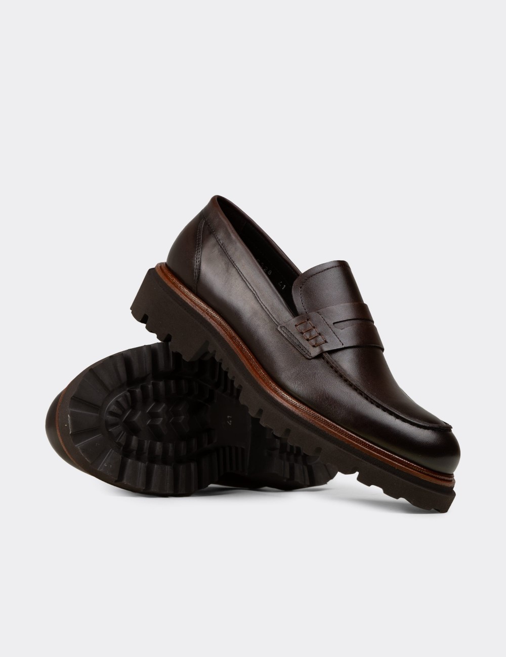 Men's Brown Leather Loafers - F6528MKHVP01