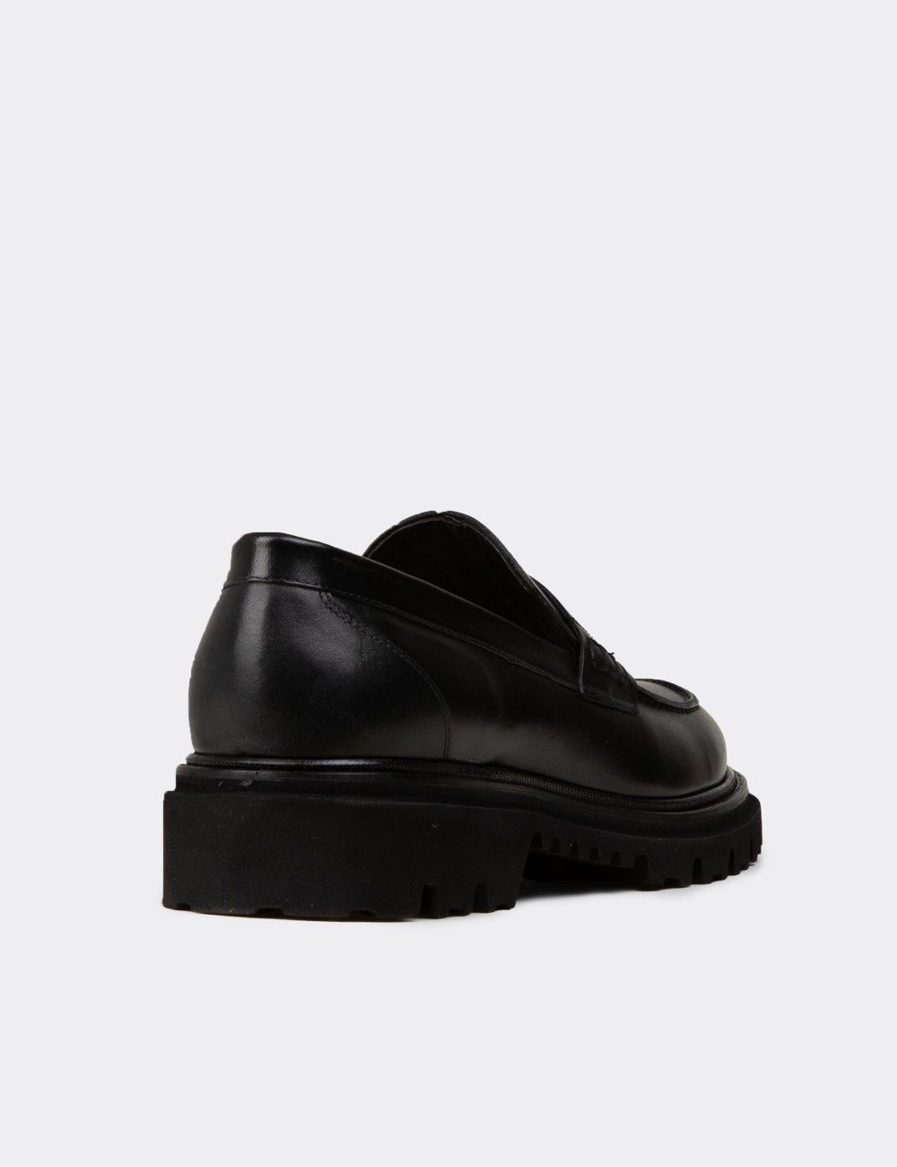 Men's Black Leather Loafers - F6528MSYHP01