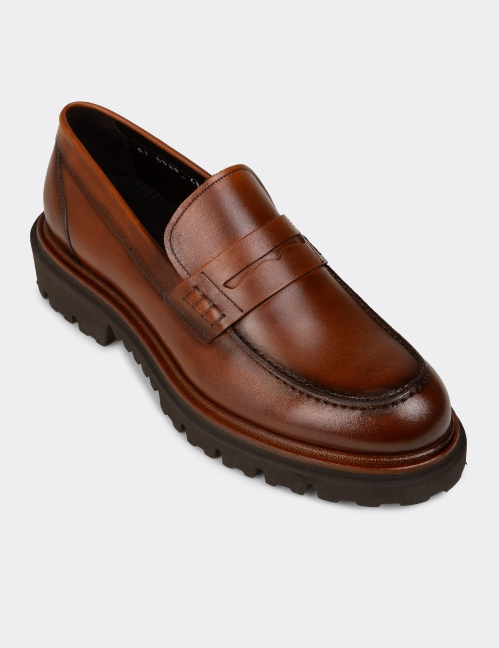 Men's Tan Leather Slip-On Shoes - F6528MTBAP01