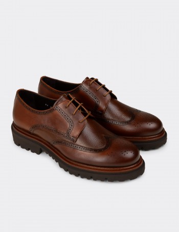 Men's Tan Leather Lace-up Footwear
