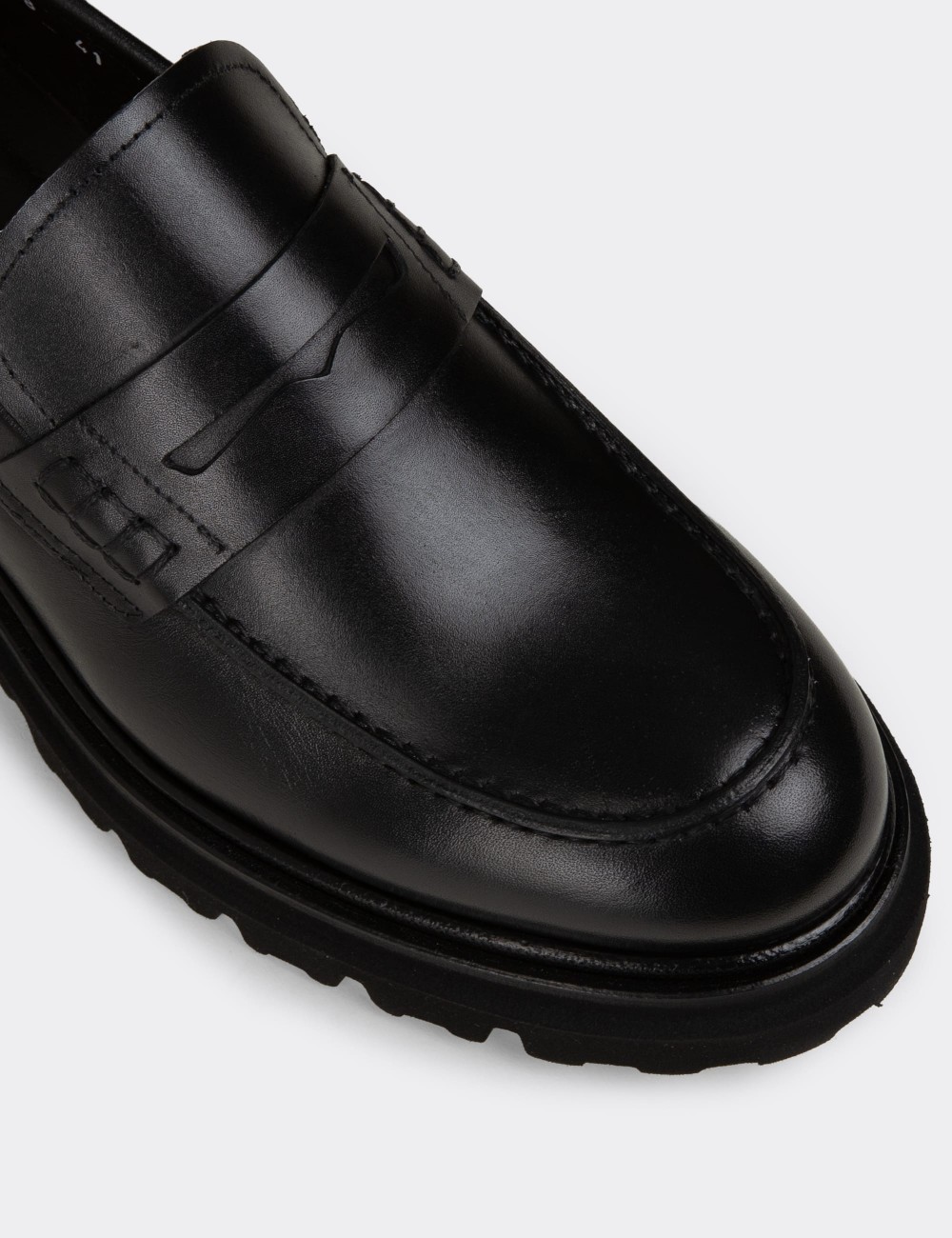 Men's Black Leather Loafers - F6528MSYHP01
