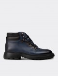Men's Navy Leather Boots