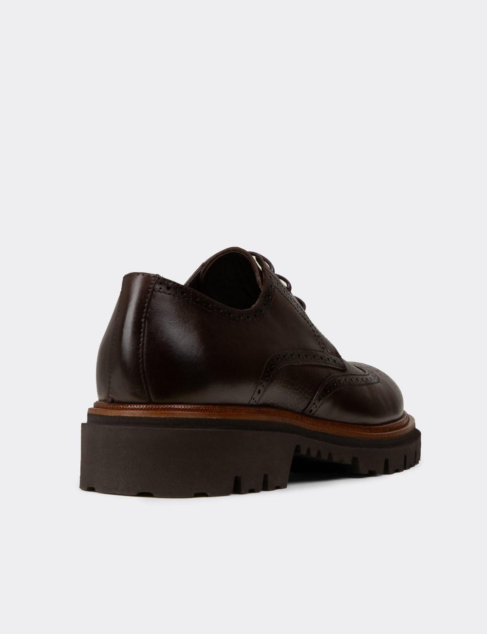 Men's Brown Leather Lace-up Shoes - F6532MKHVP01