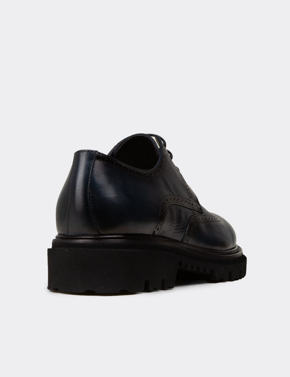 Men's Navy Leather Lace-up Footwear - F6532MLCVP01