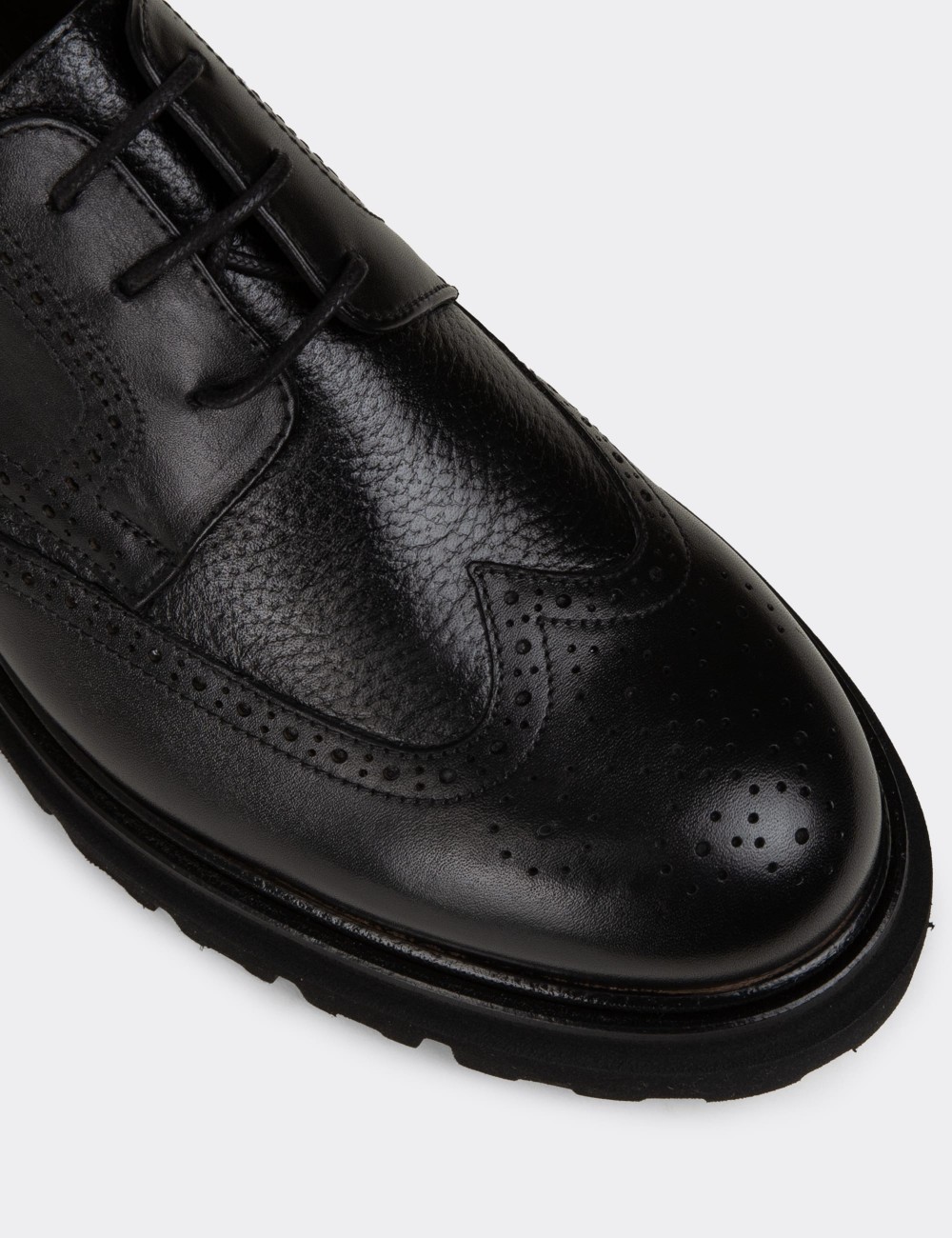 Men's Black Leather Lace-up Shoes - F6532MSYHP01