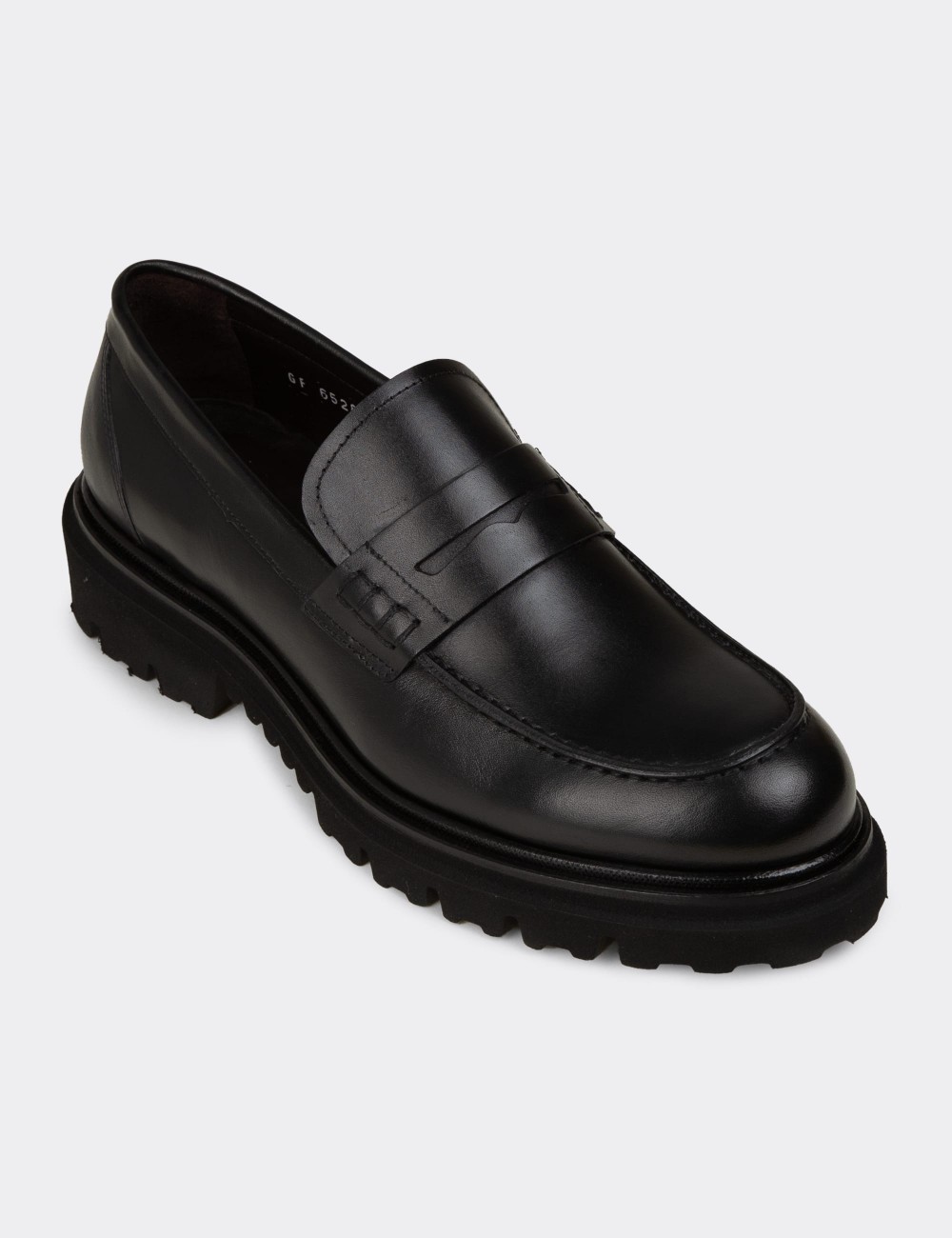 Men's Black Leather Loafers - F6528MSYHP01